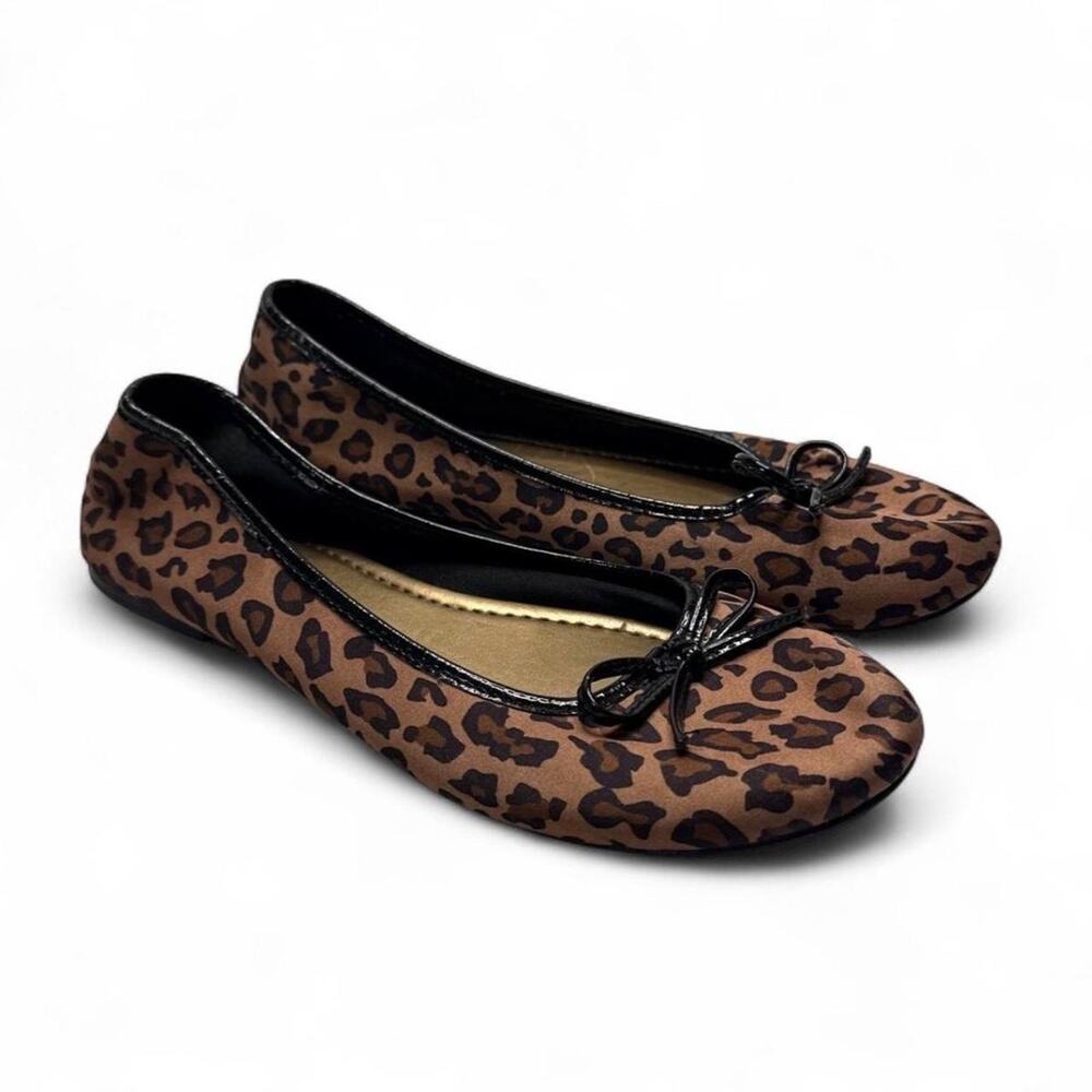 Y2K Leopard Print Ballet Flats With cute Black Bow casual going out size 5.5